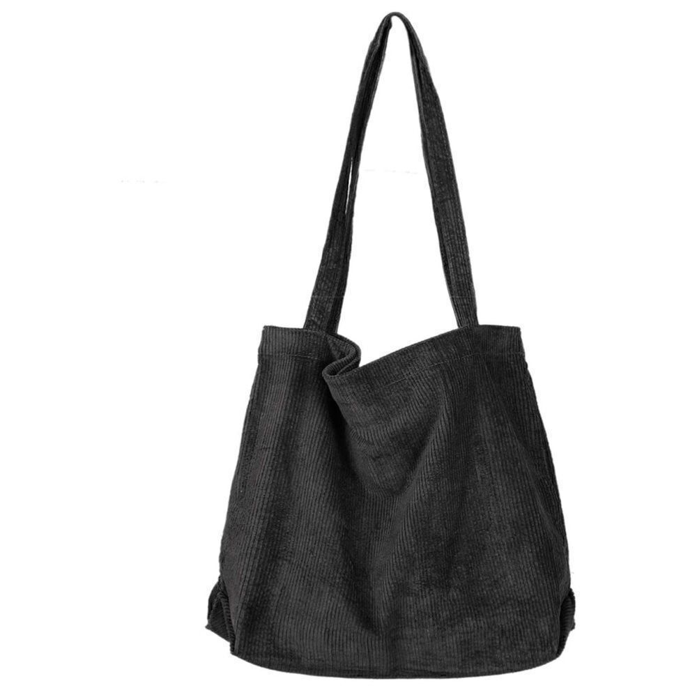 Black Corduroy Shoulder Bag 